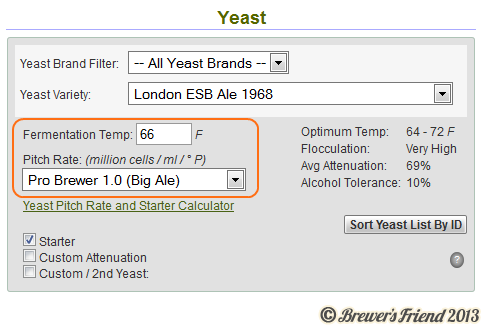 Beer Recipe Software Yeast Pitch Rate and Fermentation Temp